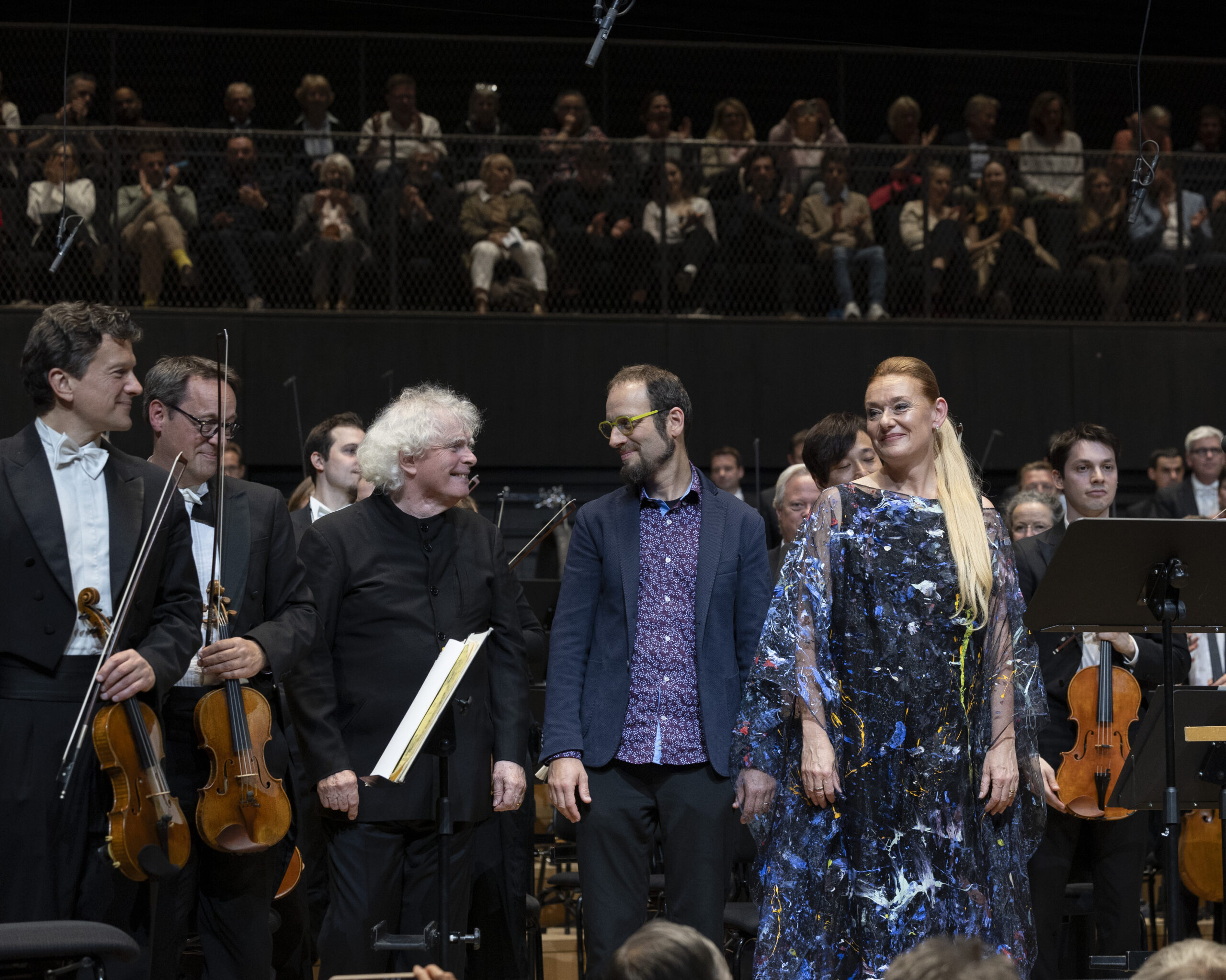 Magdalena Kožená, Sir Simon Rattle and Ondřej Adámek take their bow at the Isarphilharmonie
